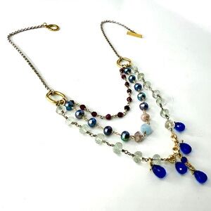 Mixed Gemstone Sundance Inspired Multi Strand Necklace